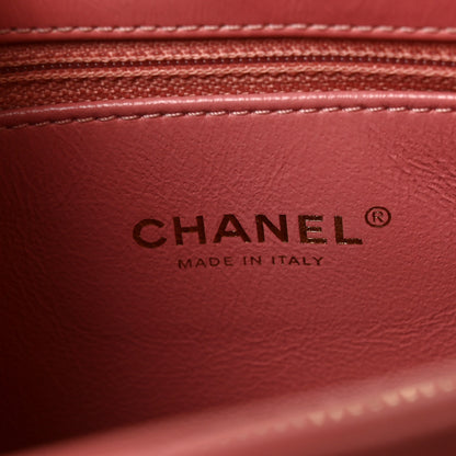 Chanel Calfskin Lizard Chevron Quilted Small Coco Handle Flap Pink 5 of 10