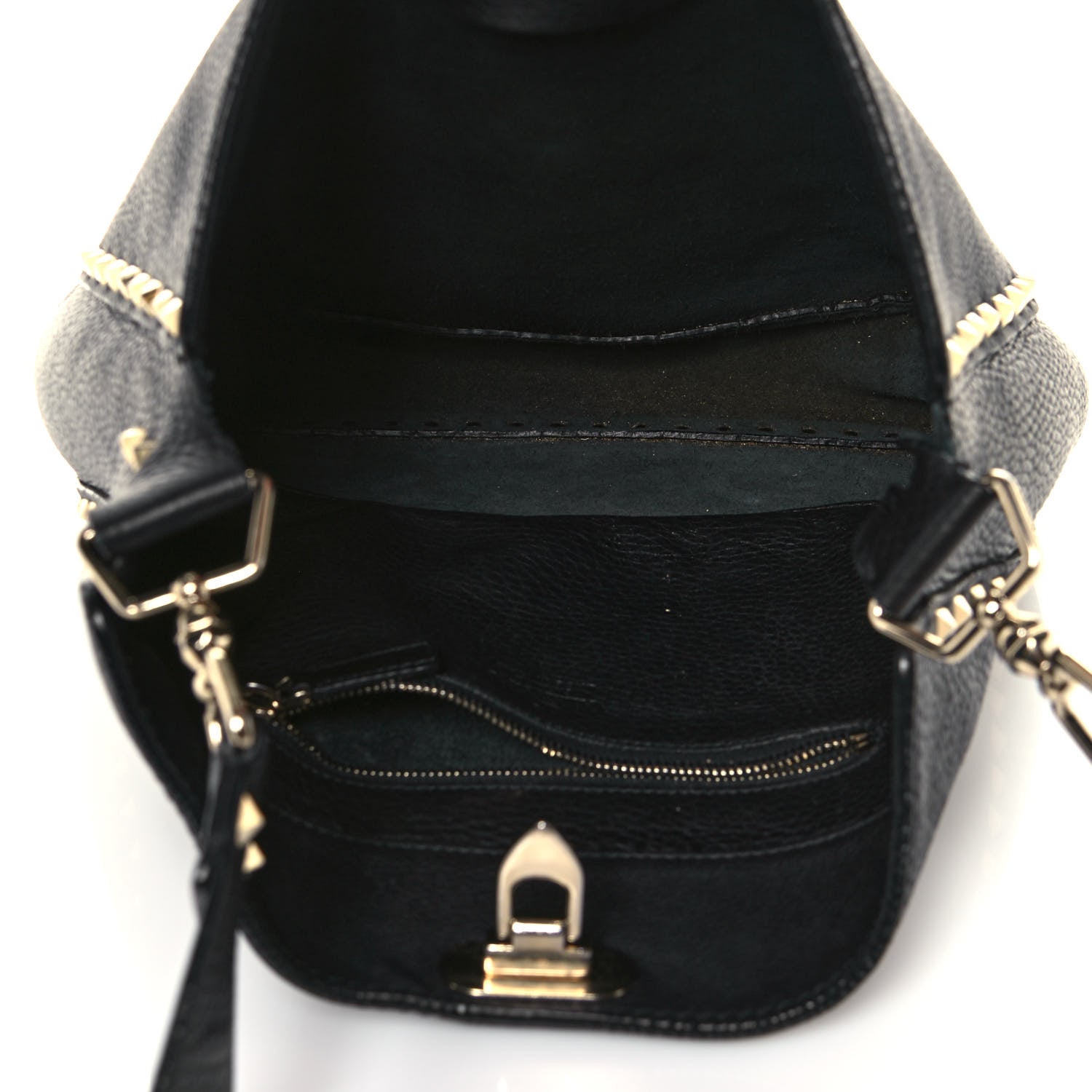 Valentino Garavani Pebbled Calfskin Large Rockstud Flip-Lock Messenger Bag Black 5 of 18