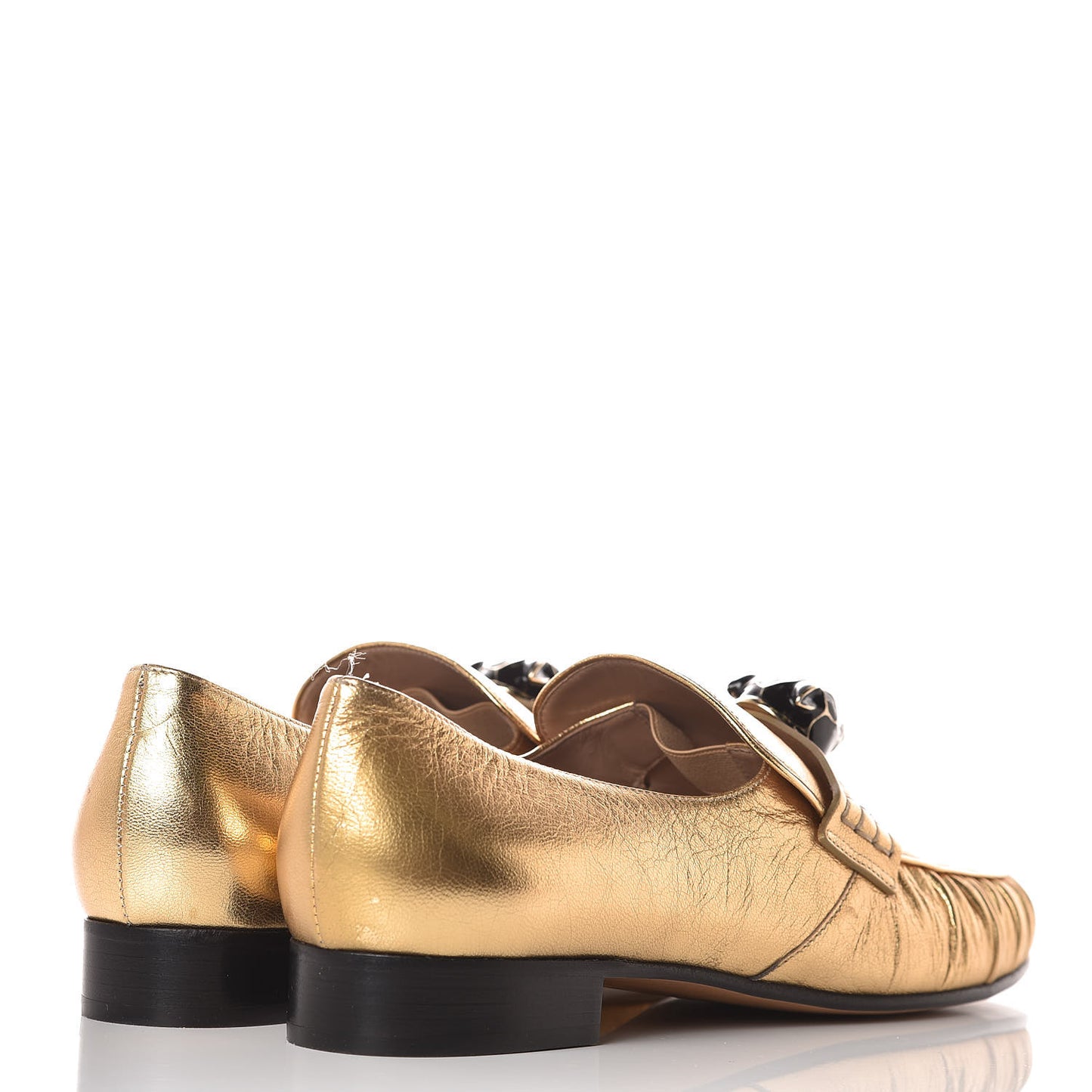 Metallic Nappa Panther Loafers 39 Deep Gold
