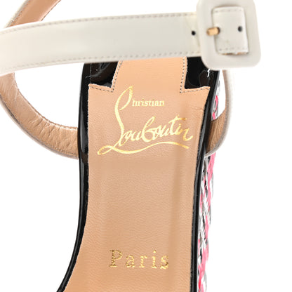 Christian Louboutin Jazz Patent Tresse Belle Tige 160 Platform Sandal White Fluo Rose 7 of 9