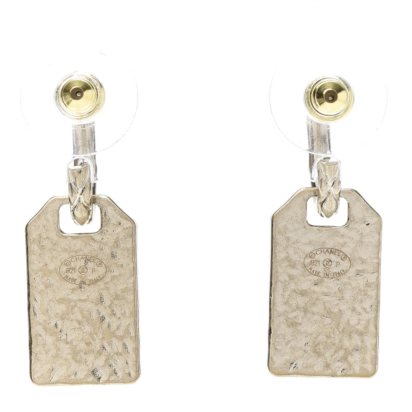CC Tag Drop Earrings Gold