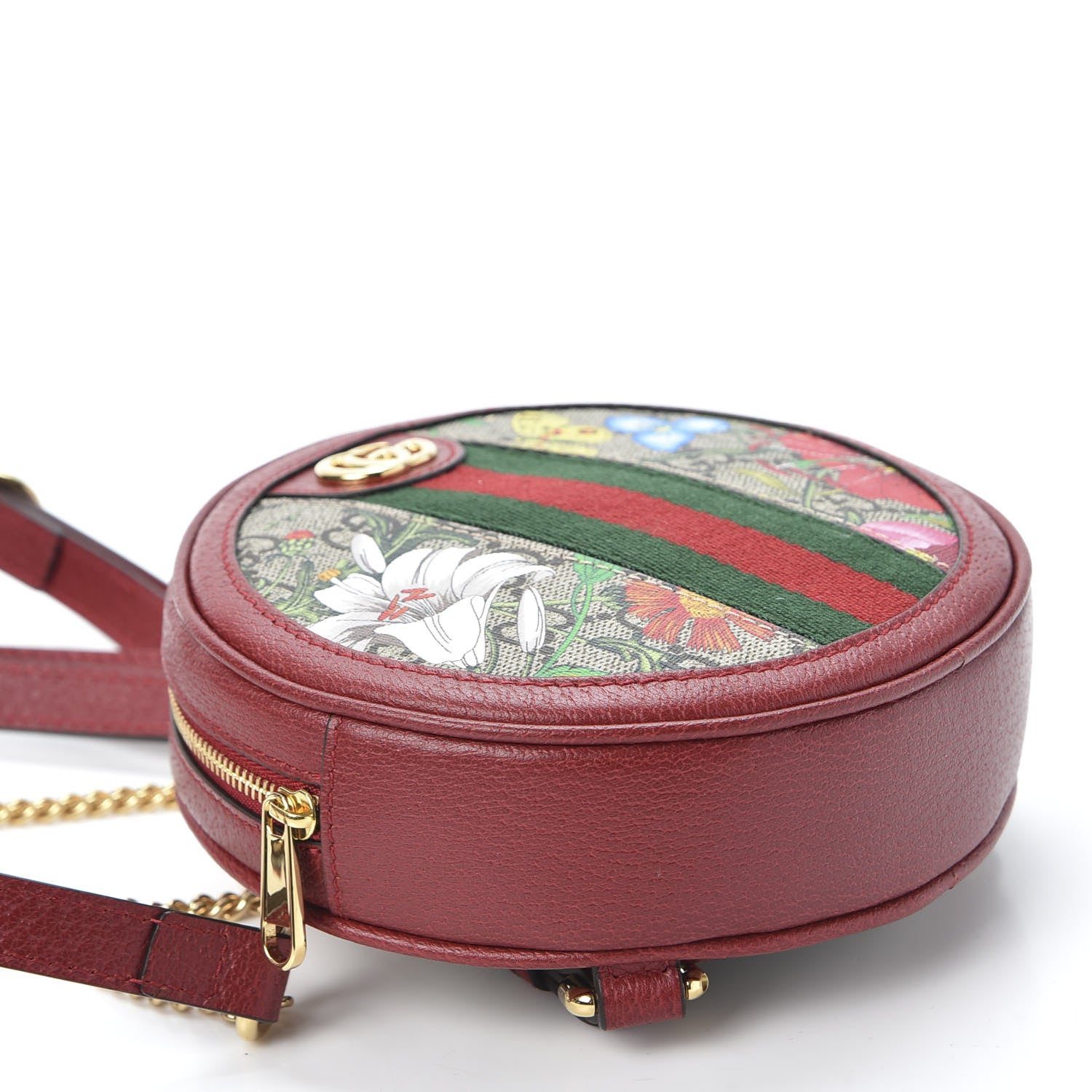 Gucci GG Supreme Monogram Web Flora Mini Ophidia Round Backpack Red 3 of 10