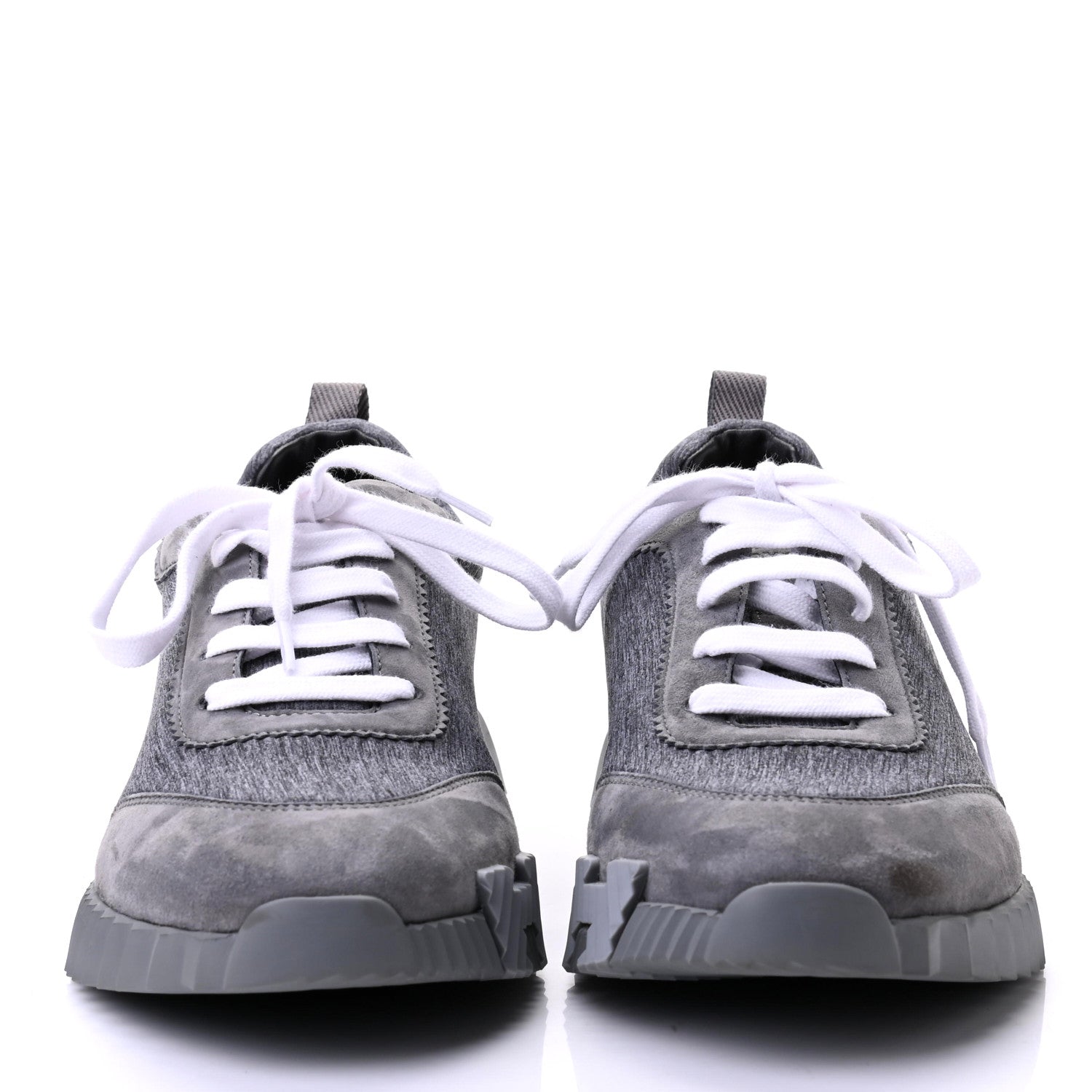 Hermes Technical Canvas Suede Goatskin Bouncing Sneakers 41 Gris Fonce 2 of 7