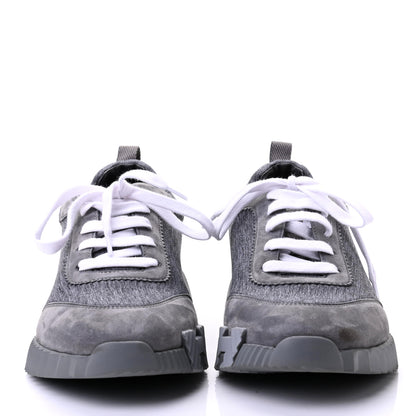 Hermes Technical Canvas Suede Goatskin Bouncing Sneakers 41 Gris Fonce 2 of 7