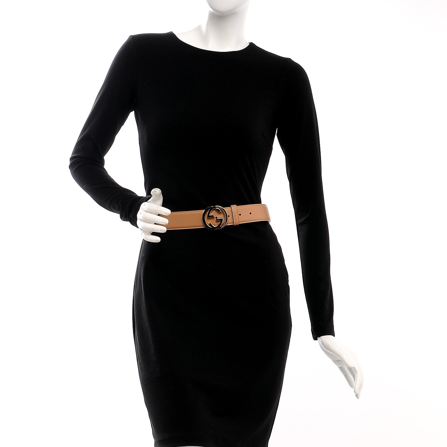 Gucci Calfskin Interlocking G 37mm Belt 110 44 Camelia 2 of 6