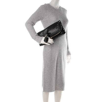 Alexander McQueen Calfskin Studded Padlock Skull Clutch Black 2 of 7