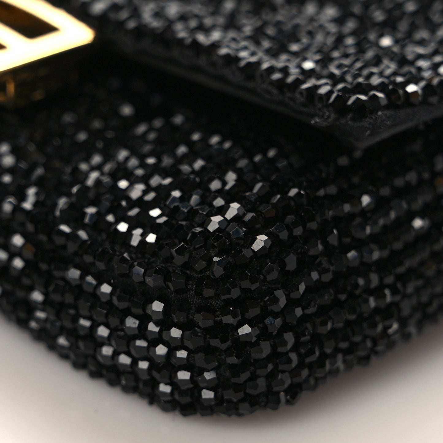 Crystal Vitello King Beaded Nano Baguette Charm Black
