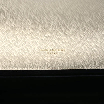 Saint Laurent Grain De Poudre Matelasse Chevron Monogram Envelope Clutch Blanc Vintage 9 of 10