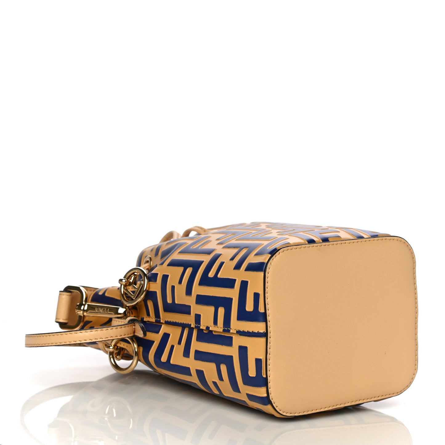 Vitello Liberty F is Fendi Bi-Color FF 1974 Embossed Mini Mon Tresor Bucket Bag Savana Blue Elettrico