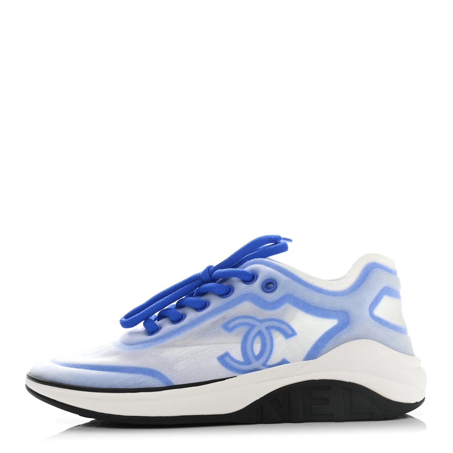 Calfskin Mesh Lyrca Womens Logo Sneakers 36.5 White Blue