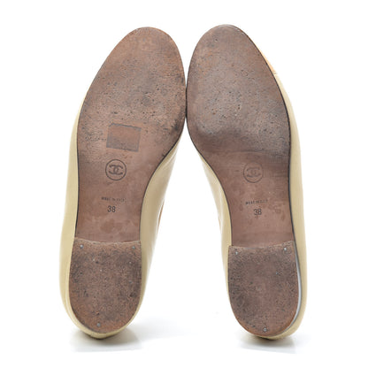 Chanel Lambskin Cap Toe CC Ballerina Flats 38 Dark Beige 7 of 7
