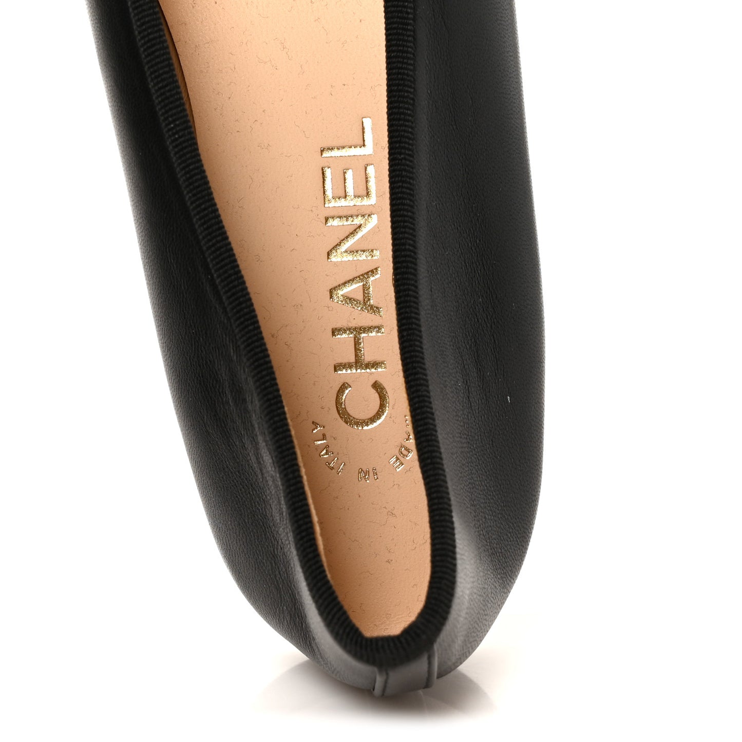 Lambskin Patent Cap Toe Ballerina Flats 40 Black