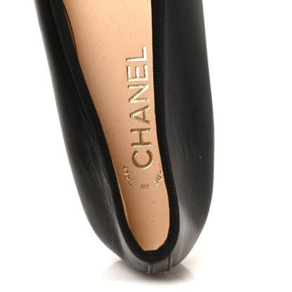 Chanel Lambskin Patent Cap Toe Ballerina Flats 40 Black 7 of 10