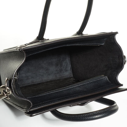 Celine Drummed Calfskin Nano Luggage Black 5 of 10