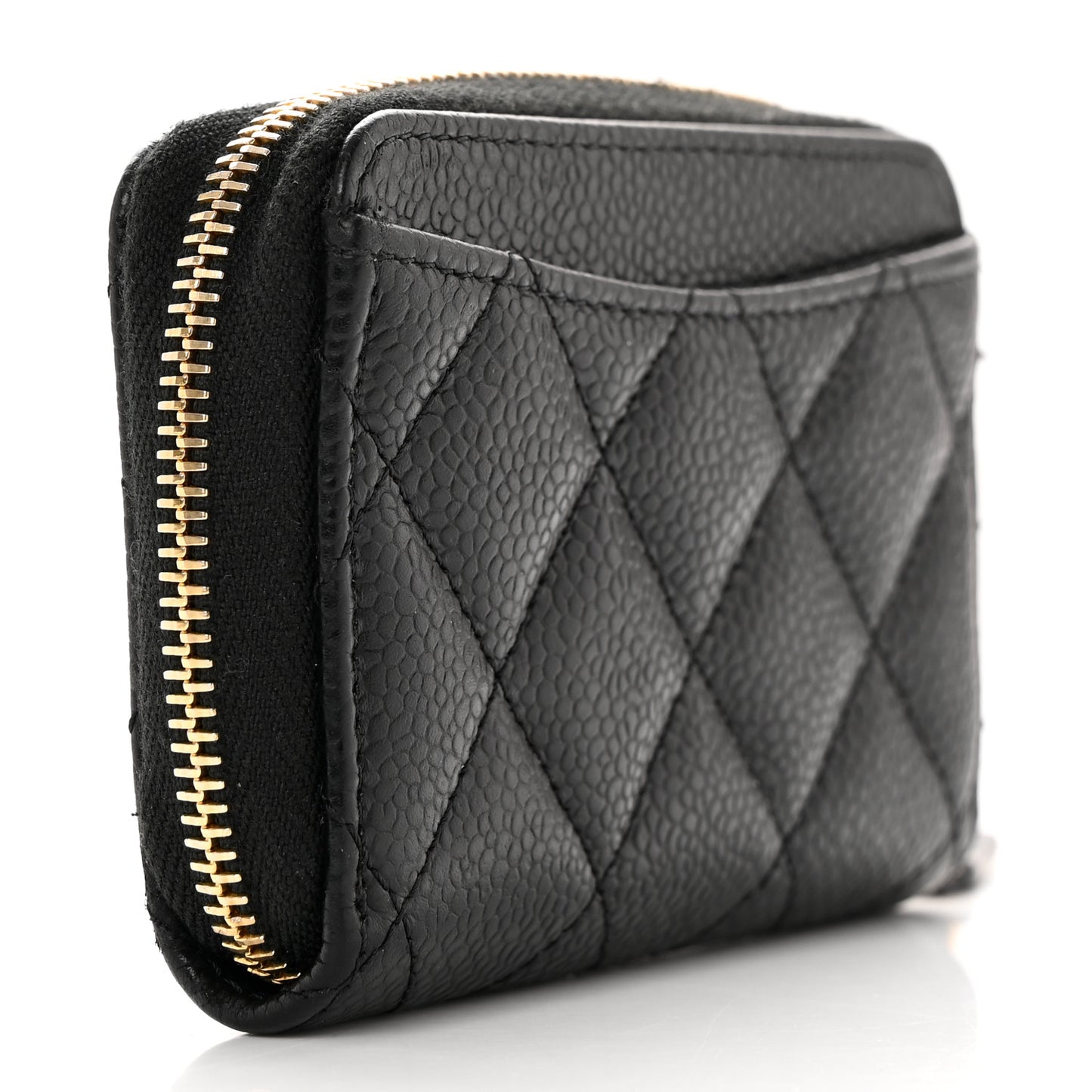 Caviar Quilted Zip Coin Purse Black