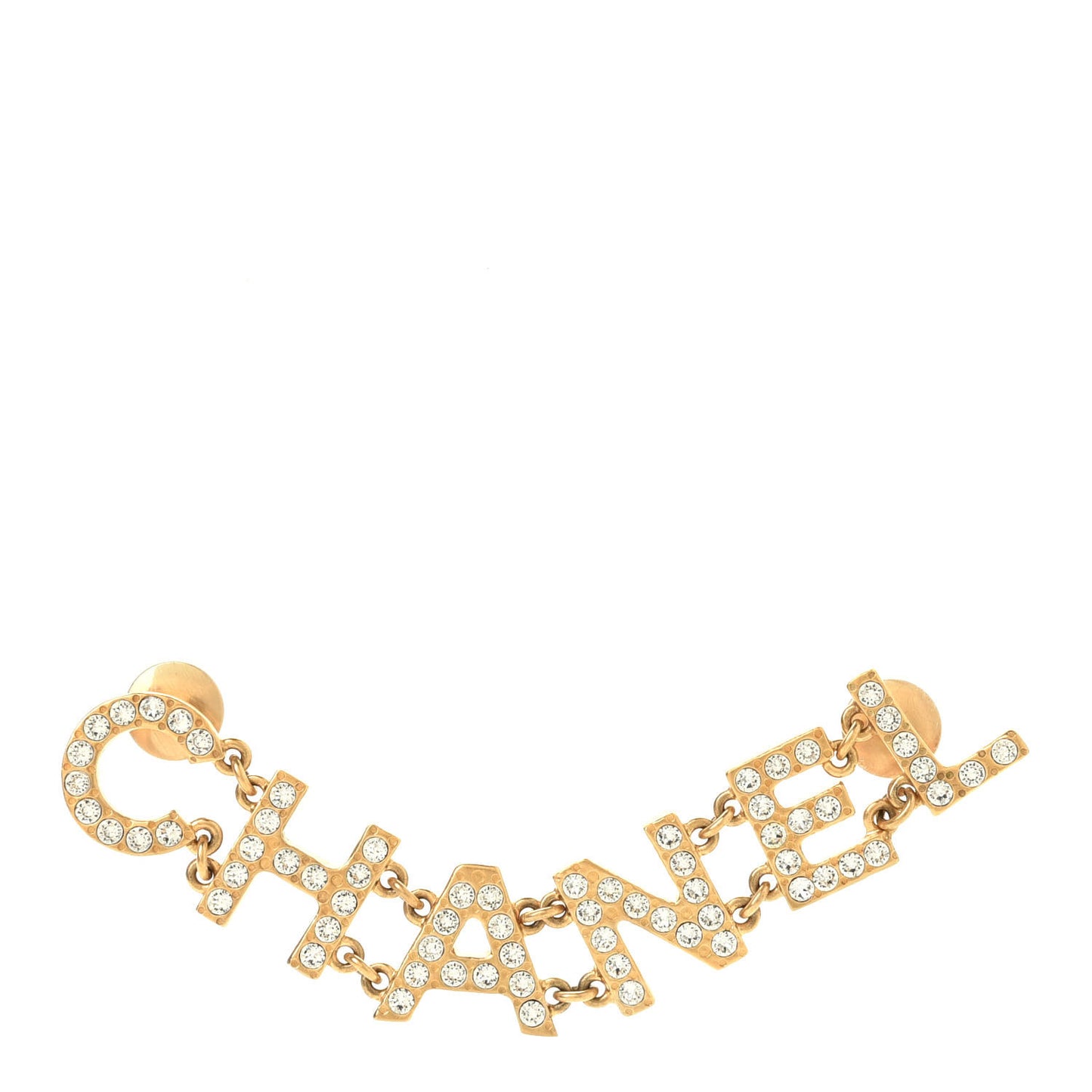 Crystal Logo Brooch Gold