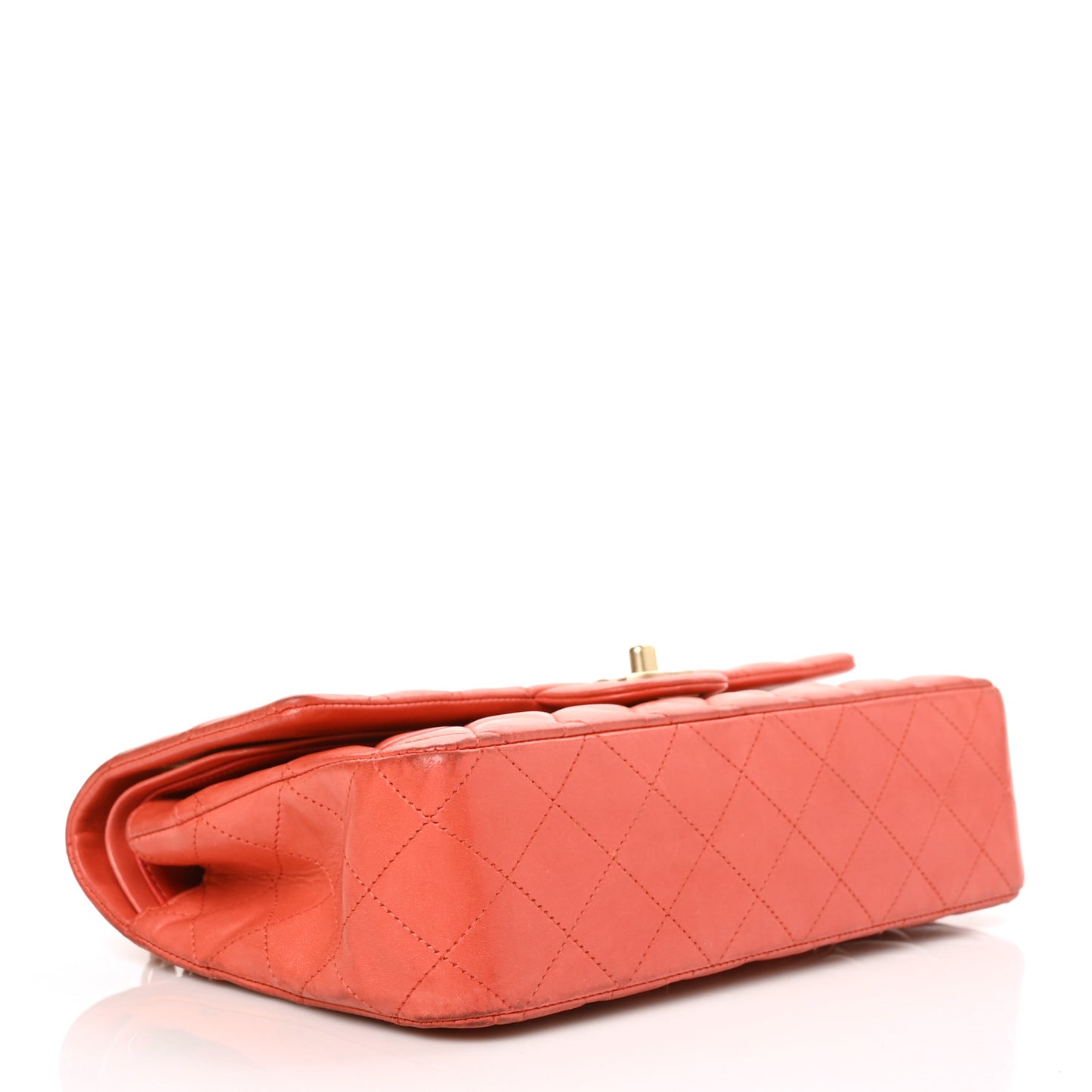 Lambskin Quilted Medium Double Flap Orange