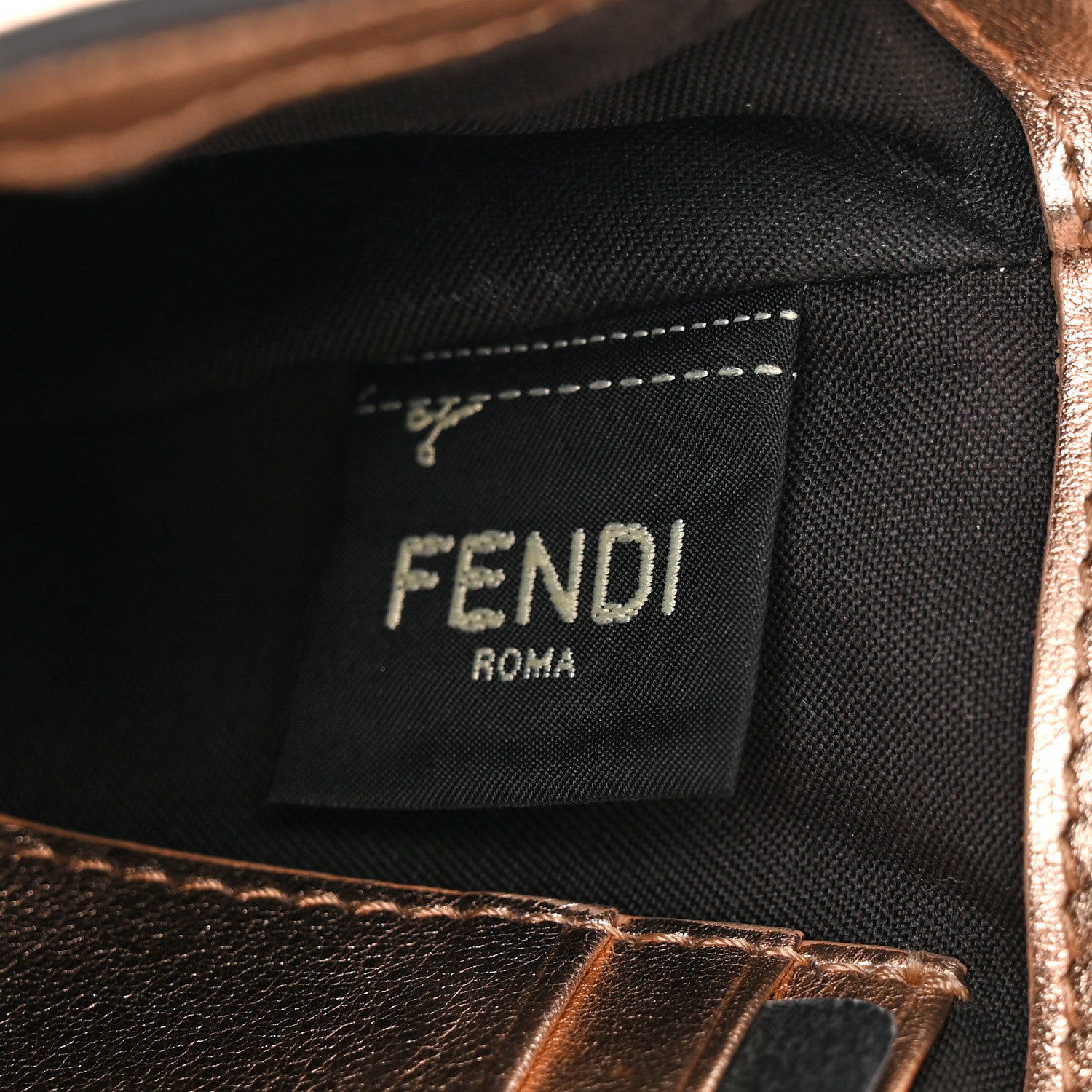 Fendi Vitello Laminato FF 1974 Embossed Mini Baguette Rame 8 of 14