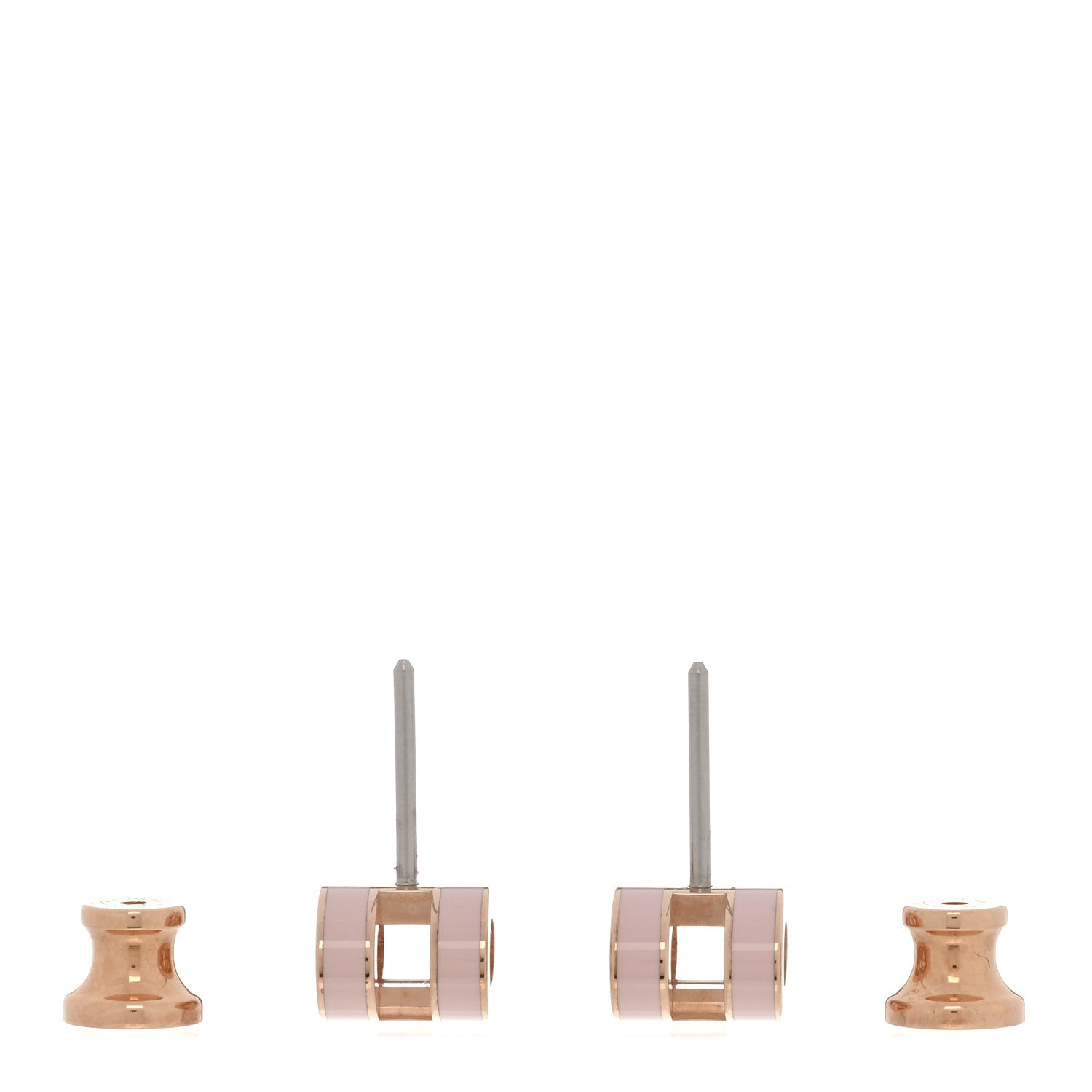 Hermes Rose Gold Lacquered Mini Pop H Earrings Rose Dragee 3 of 5