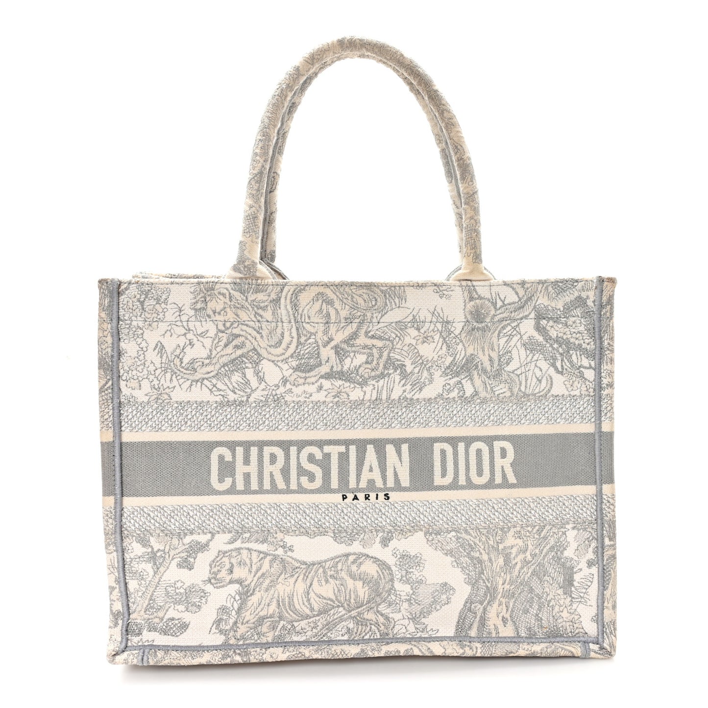 Canvas Embroidered Medium Dioriviera Toile De Jouy Book Tote Gray