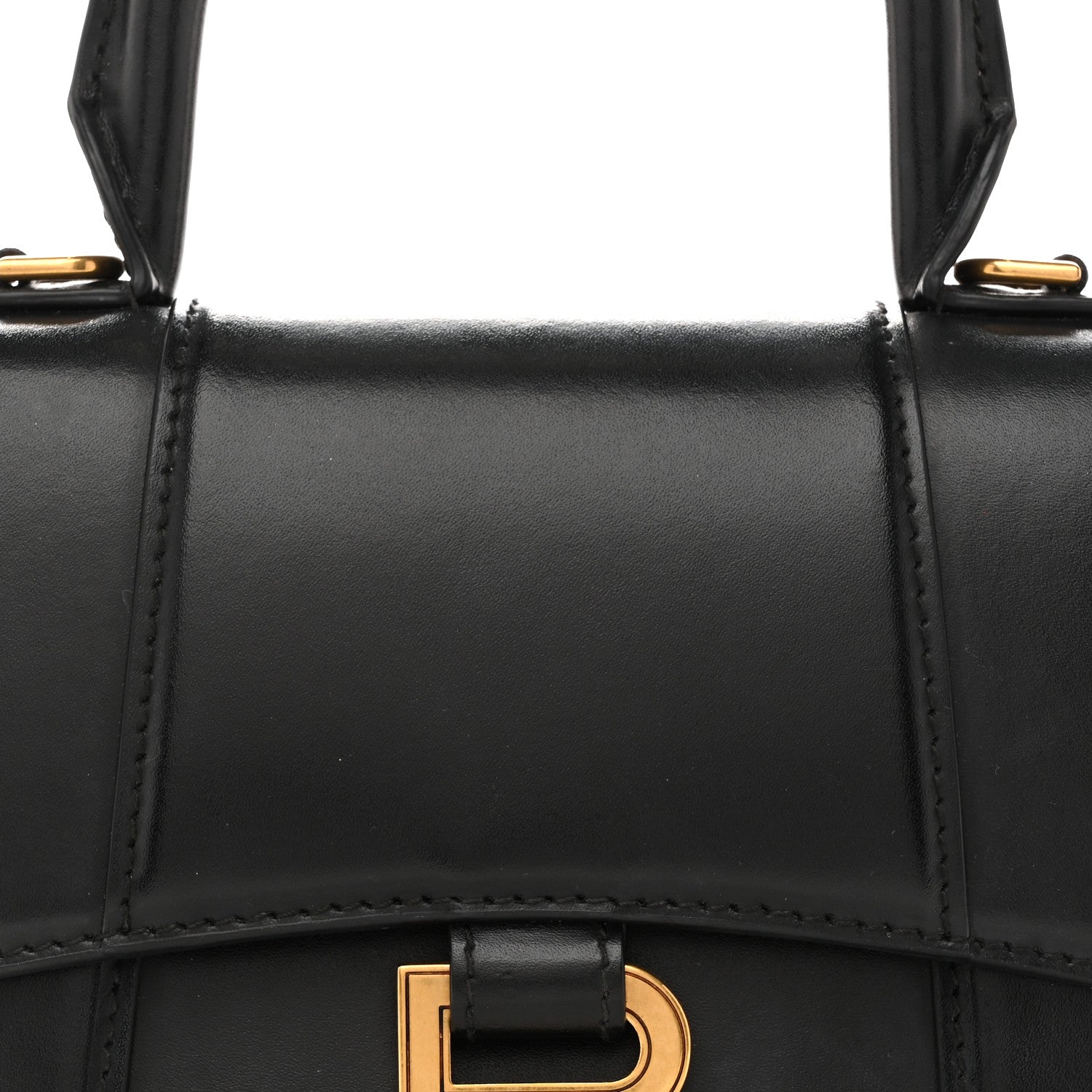Balenciaga Shiny Box Calfskin Hourglass Top Handle Bag XS Black 8 of 17