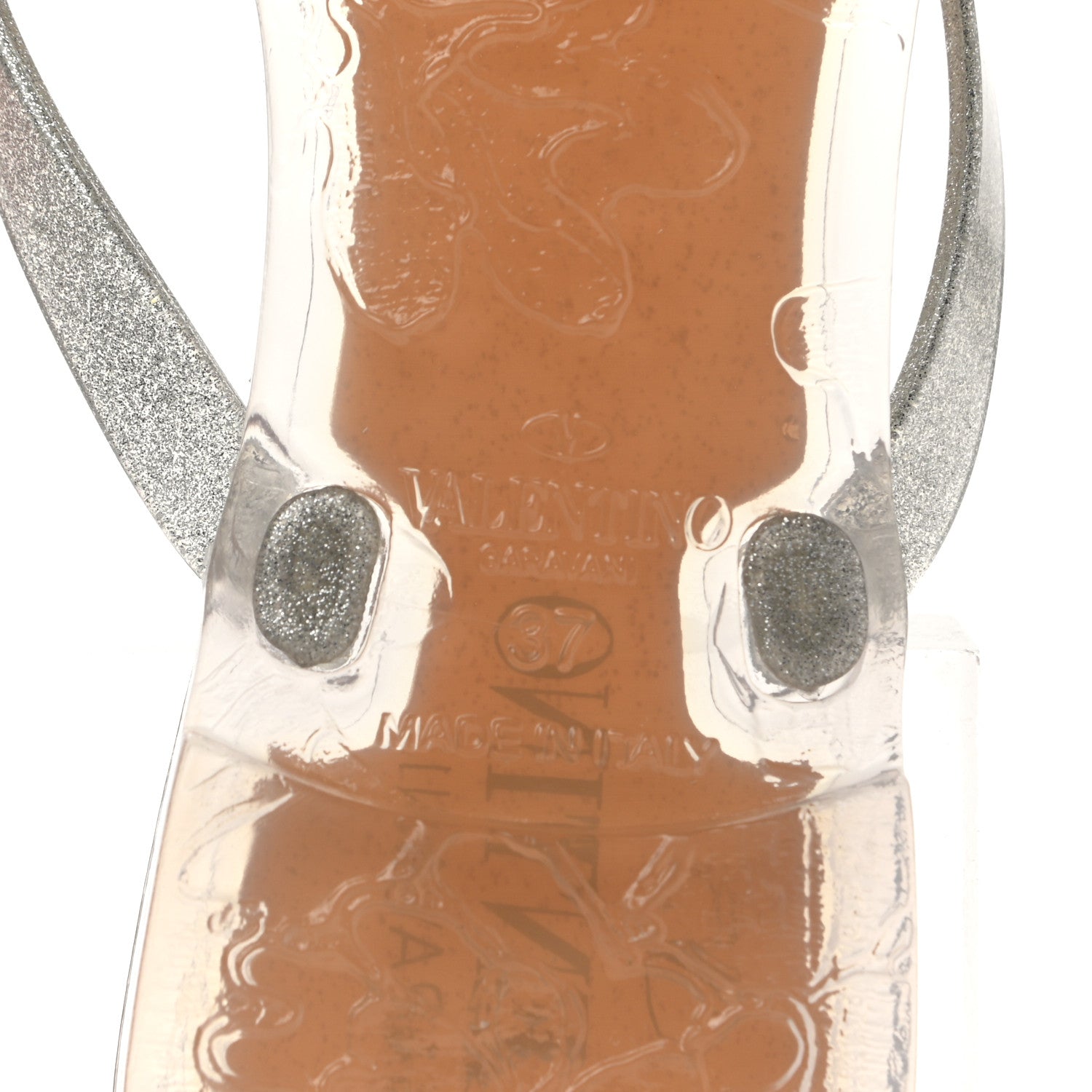 Valentino Garavani PVC Jelly Glitter Rockstud Bow Thong Sandals 37 Silver 6 of 8