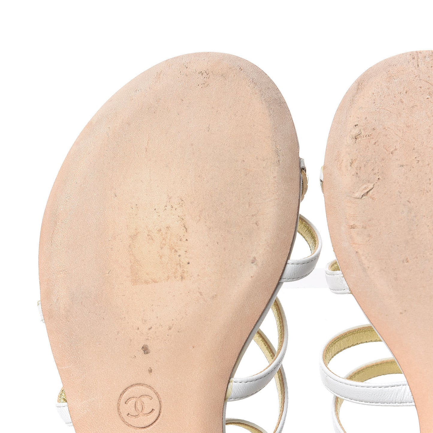 Lambskin Gripoix Flat Sandals 36.5 White