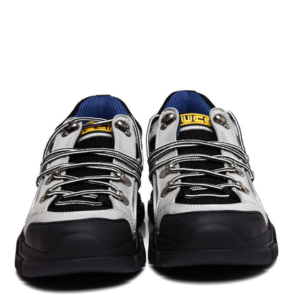 Gucci X SEGA Mesh Technical Canvas Calfskin Reflective Mens Flashtrek Sneakers 5 Silver Black 5 of 9