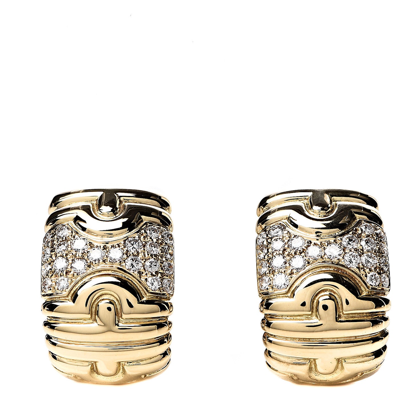 18K Yellow Gold Diamond Parentesi Clip-On Earrings