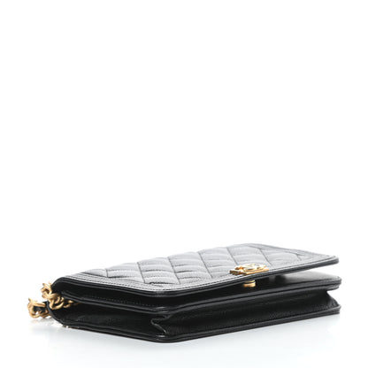 Chanel Caviar Quilted Boy Wallet On Chain WOC Black 4 of 13