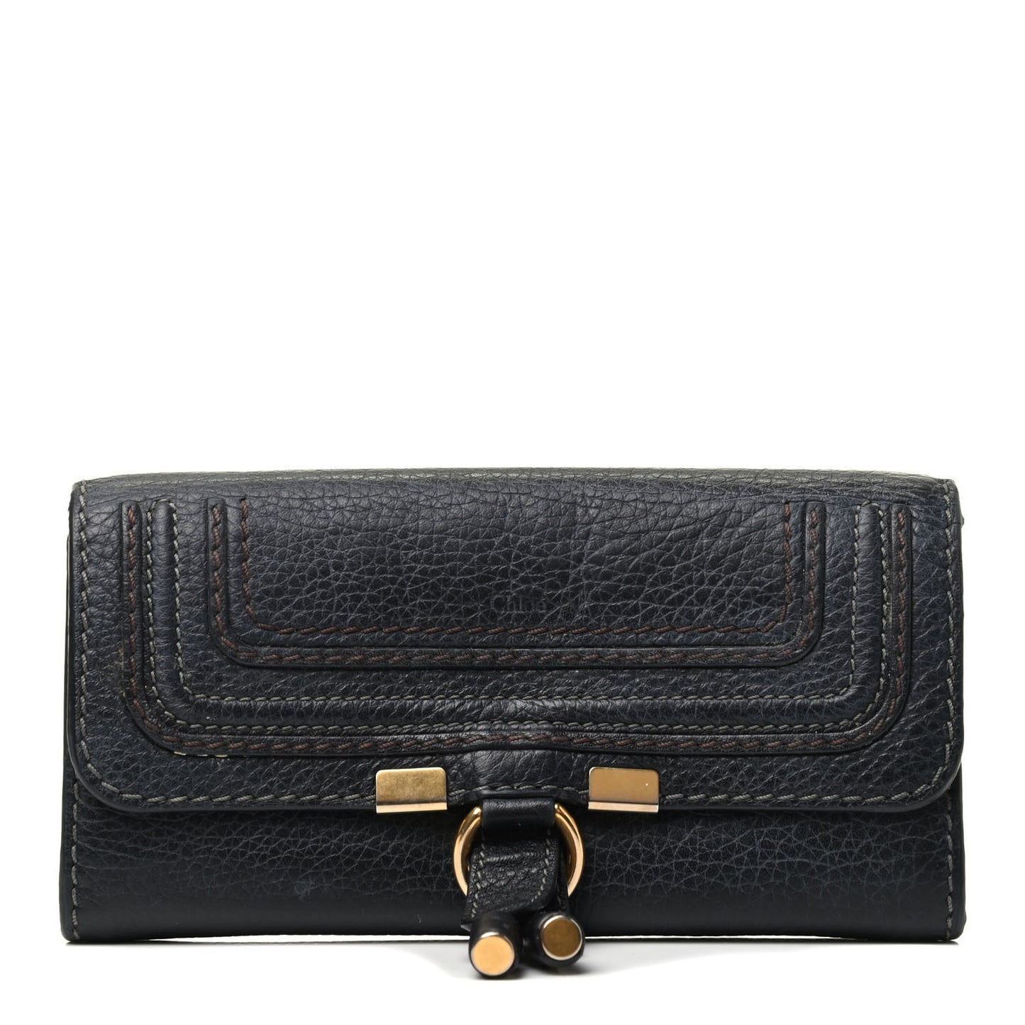 Calfskin Marcie Continental Flap Wallet Black