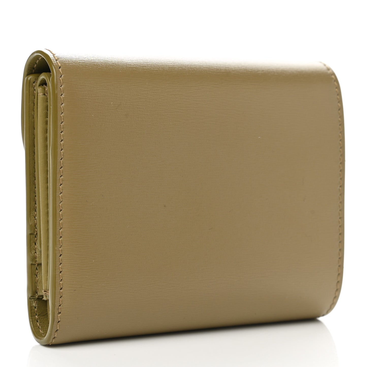Shiny Calfskin Small Triomphe Wallet Olive