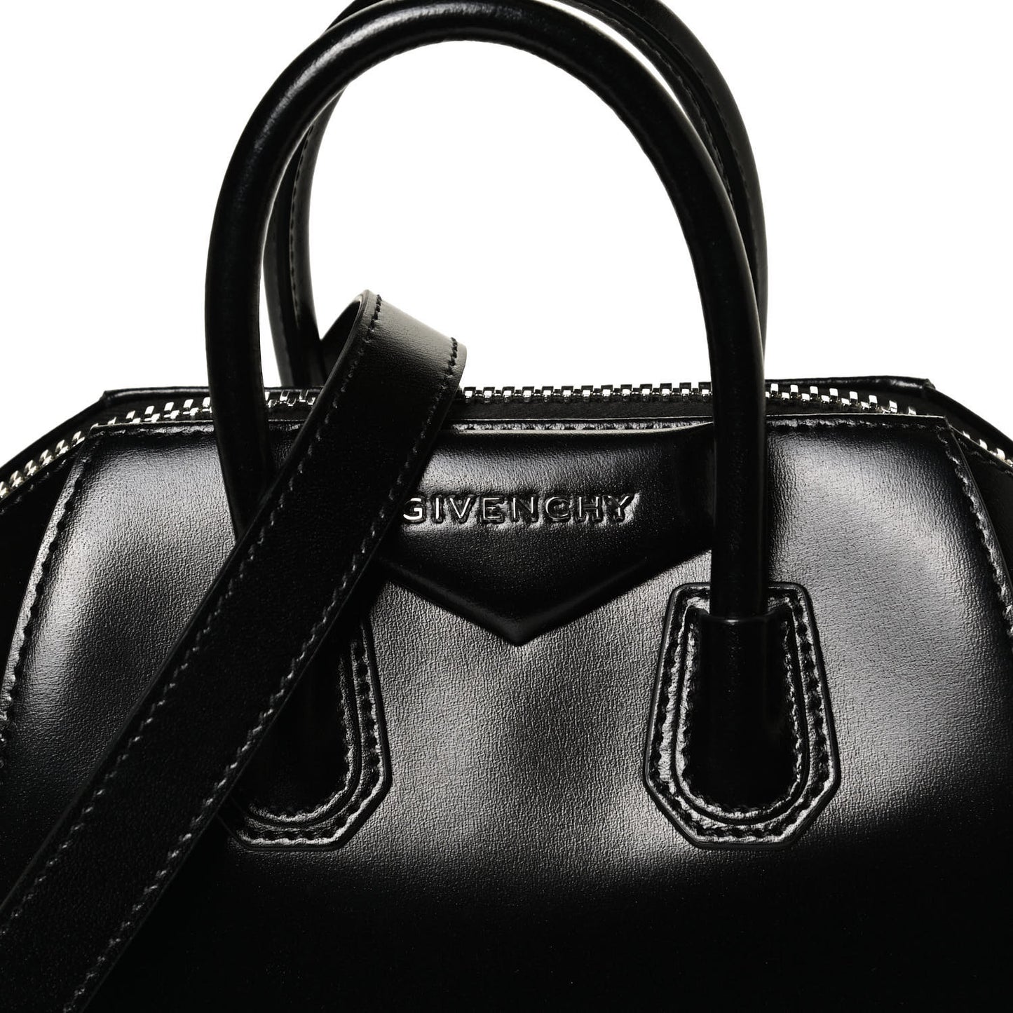 Shiny Lord Calfskin Mini Antigona Black