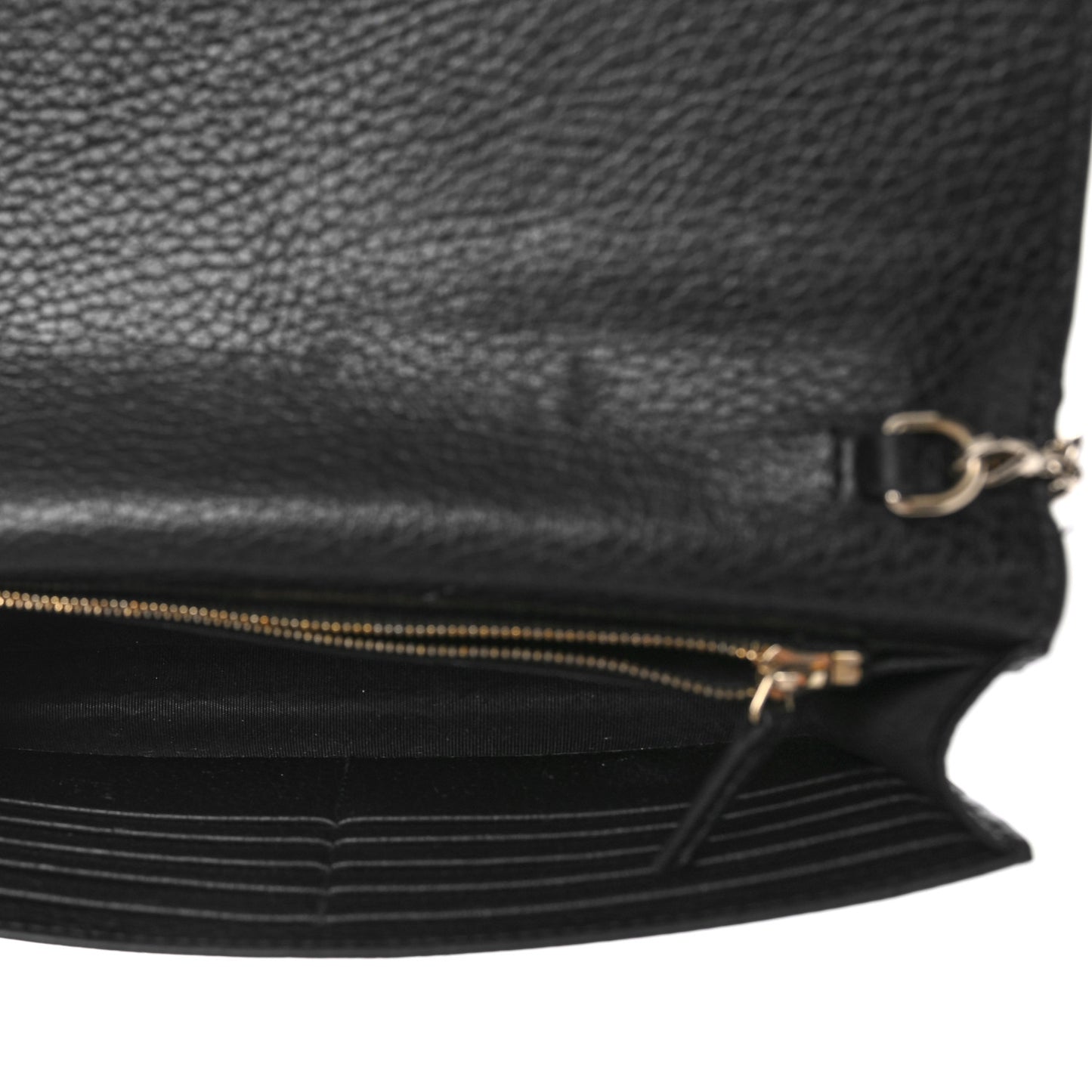 Dollar Calfskin Medium Betty Chain Wallet Black