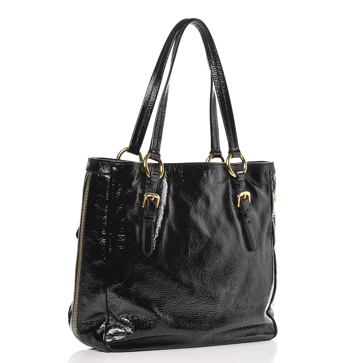 Prada Vernice Naplak Zipper Tote Black 3 of 8
