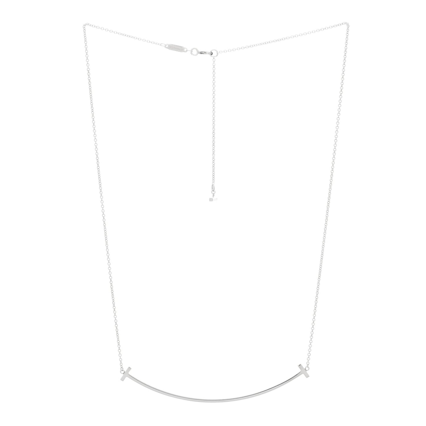 Sterling Silver Large T Smile Pendant Necklace
