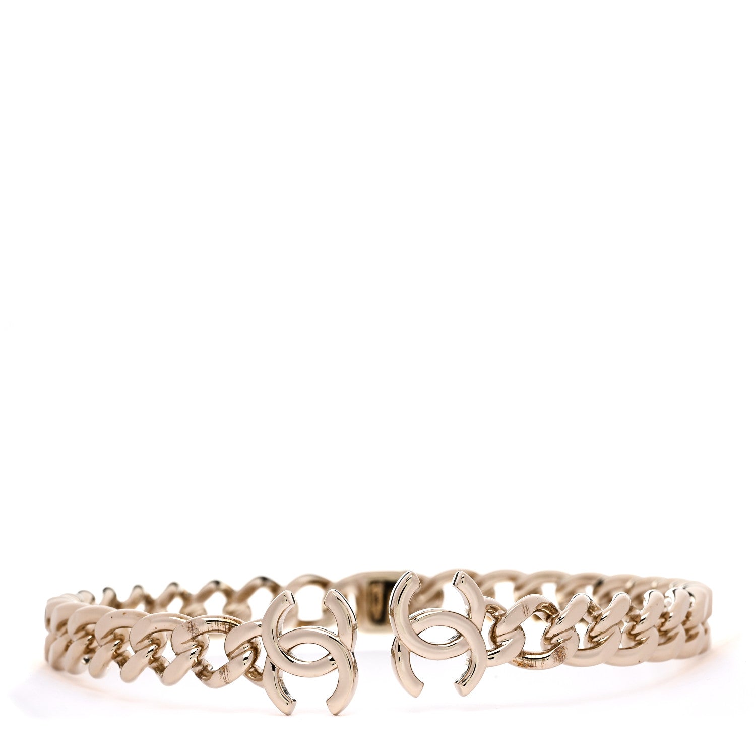 Chanel Metal CC Chain Link Choker Necklace L Gold 1 of 7