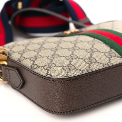 Gucci GG Supreme Monogram Textured Dollar Calfskin Web Ophidia Wristlet Shoulder Bag Beige Ebony New Acero 8 of 9