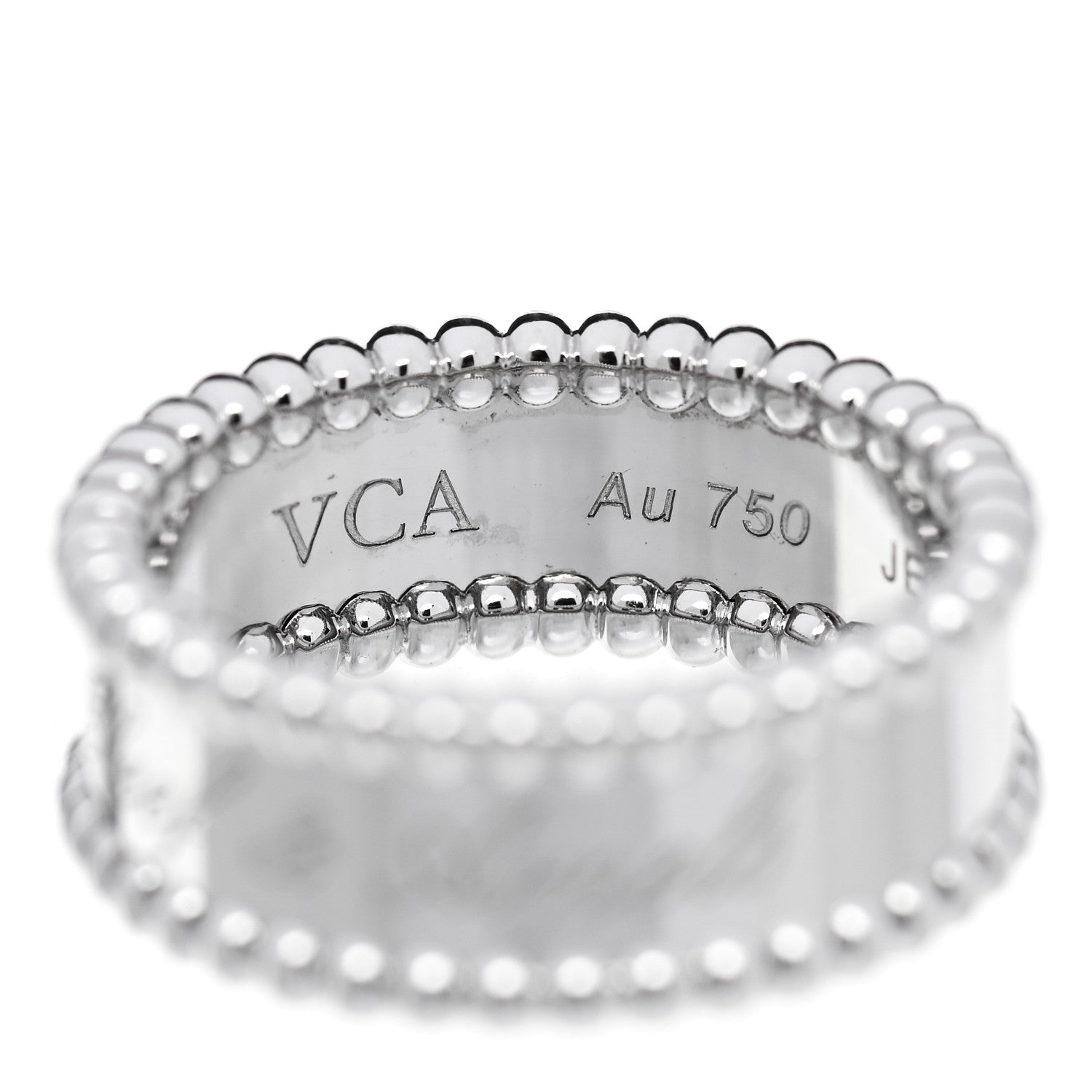 Van Cleef & Arpels 18K White Gold Perlee Signature Ring 52 6 4 of 5
