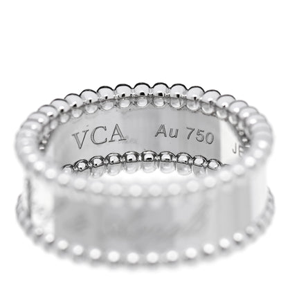 Van Cleef & Arpels 18K White Gold Perlee Signature Ring 52 6 4 of 5
