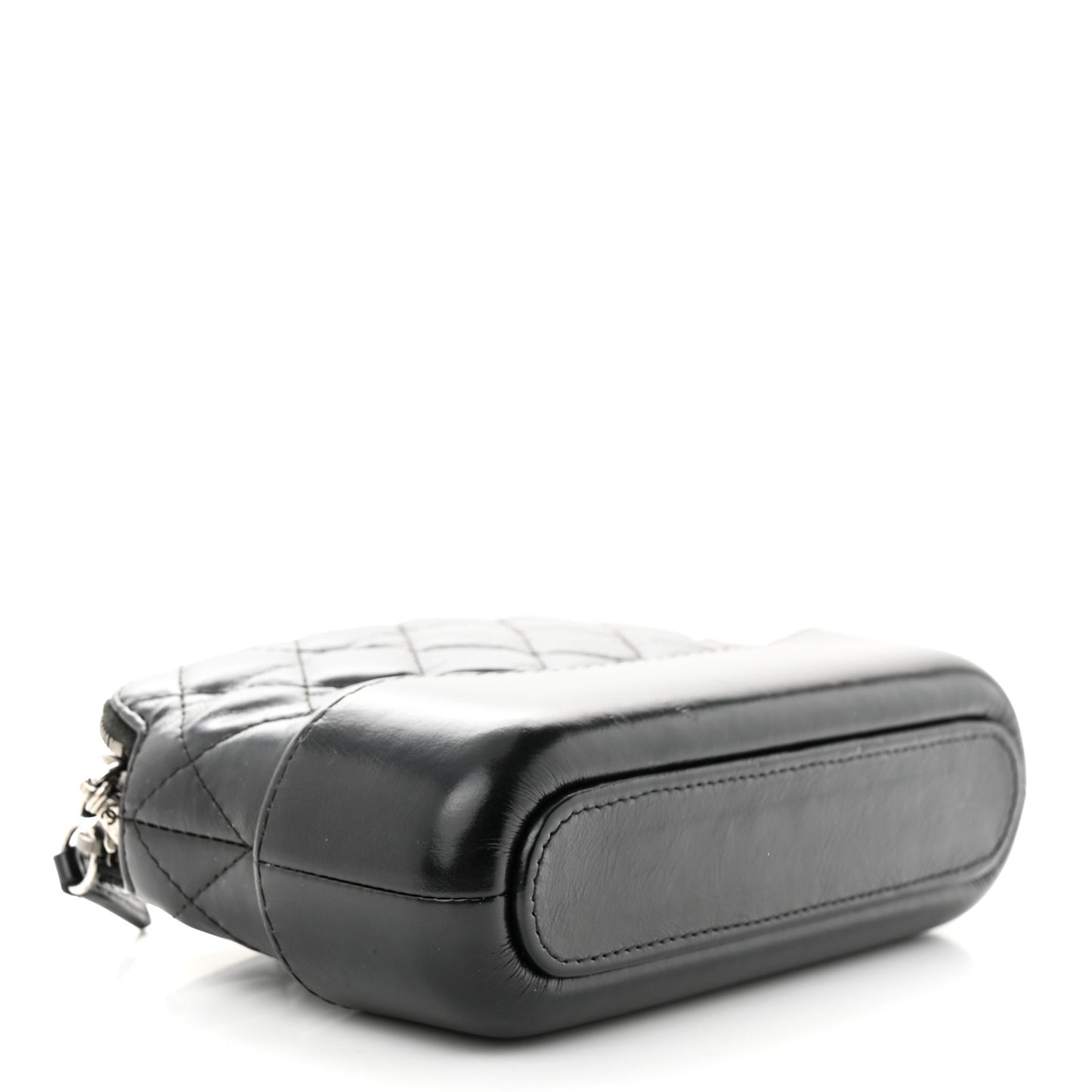 Aged Calfskin Quilted Small Gabrielle Clutch With Chain Black