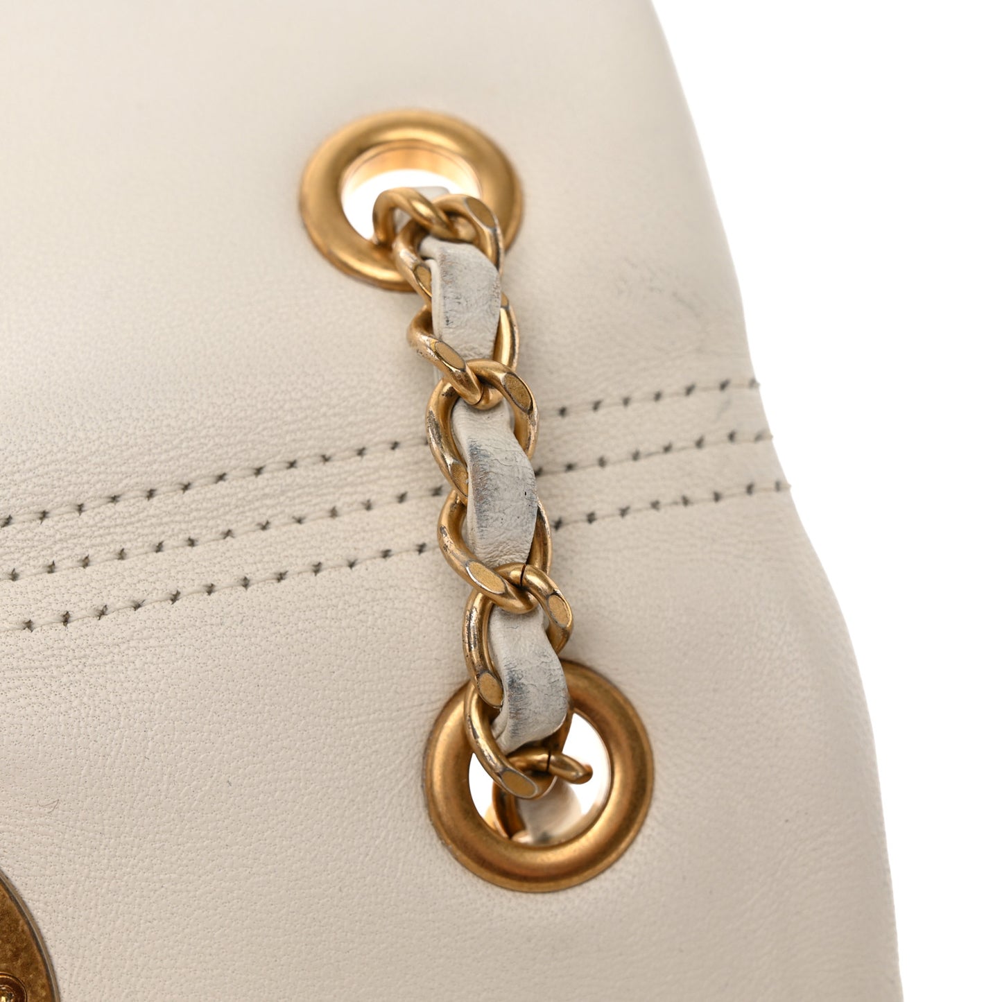 Lambskin A Real Catch Flap Bag White