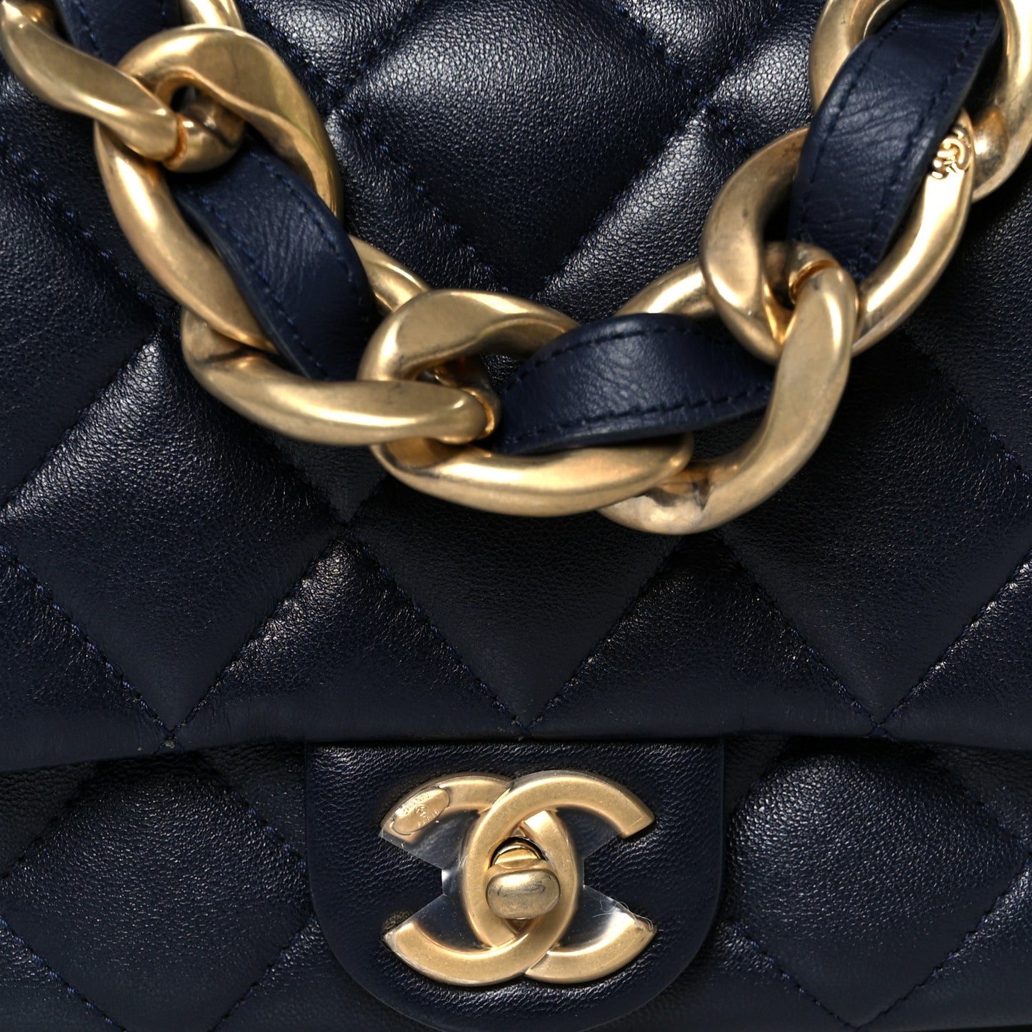 Lambskin Quilted Small Funky Town Flap Blue