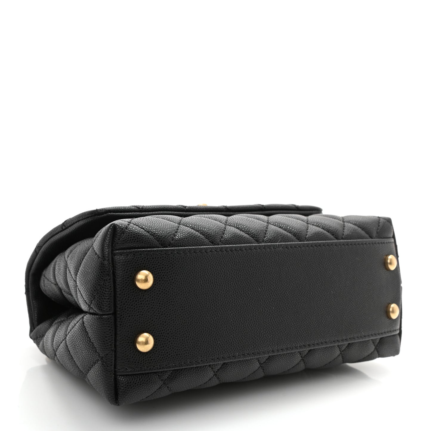Caviar Lizard Embossed Quilted Mini Coco Handle Flap Black