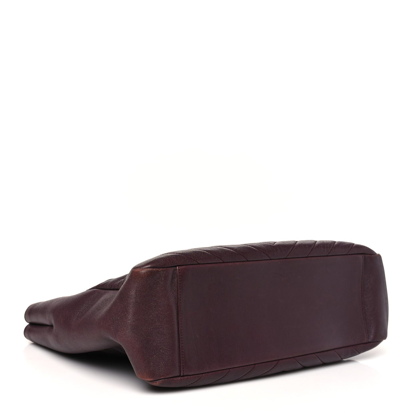 Sheepskin Matelasse Chevron Large Monogram Shopping Bag Burgundy