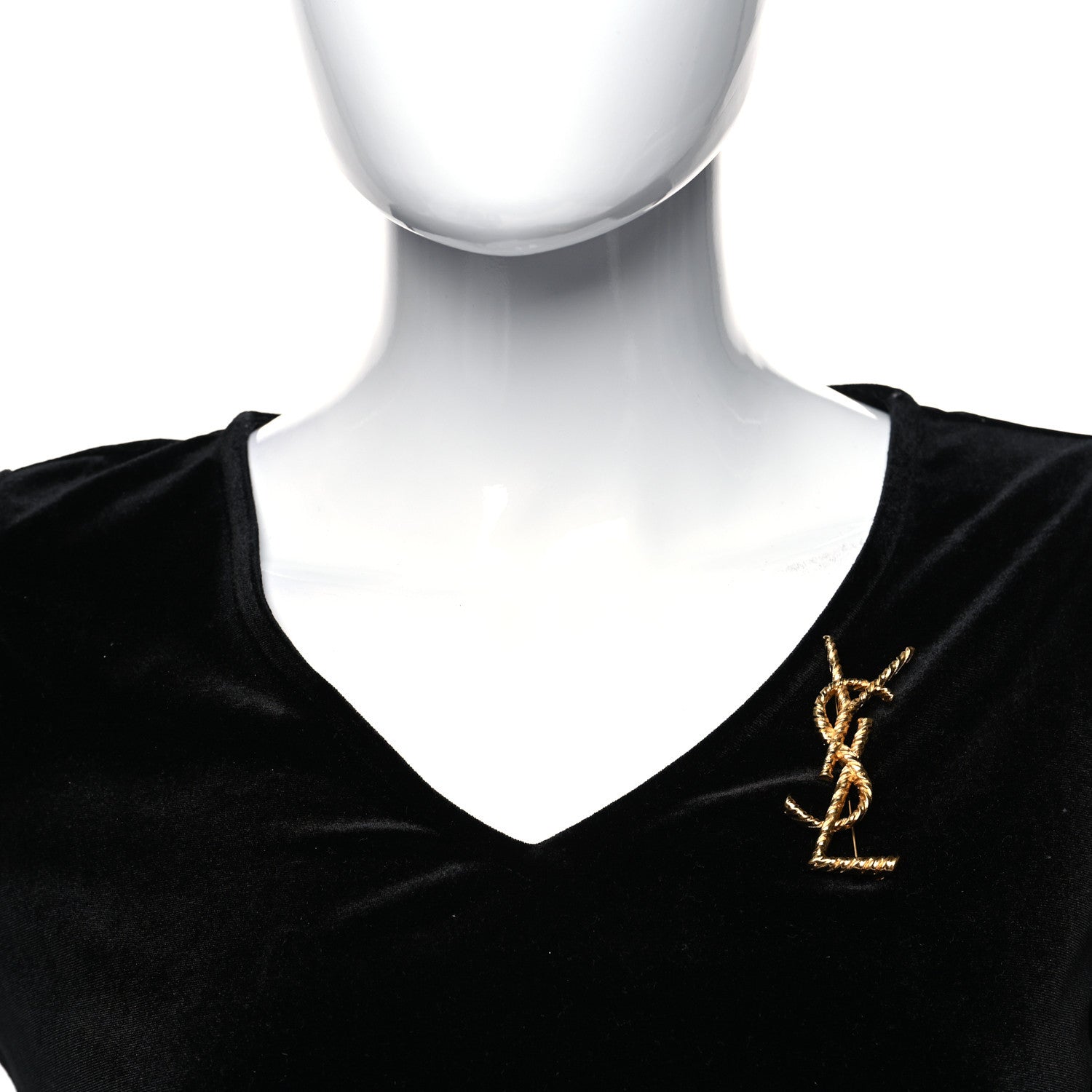 Saint Laurent Brass Cassandre Opyum YSL Twisted Brooch Gold 1 of 4