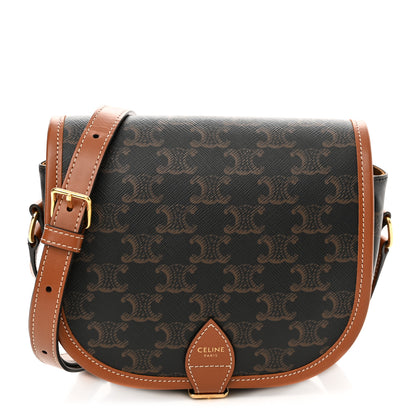 Celine Triomphe Canvas Medium Folco Bag Tan 1 of 9