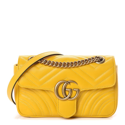 Gucci Calfskin Matelasse Mini GG Marmont Shoulder Bag Stone Topaz 1 of 14