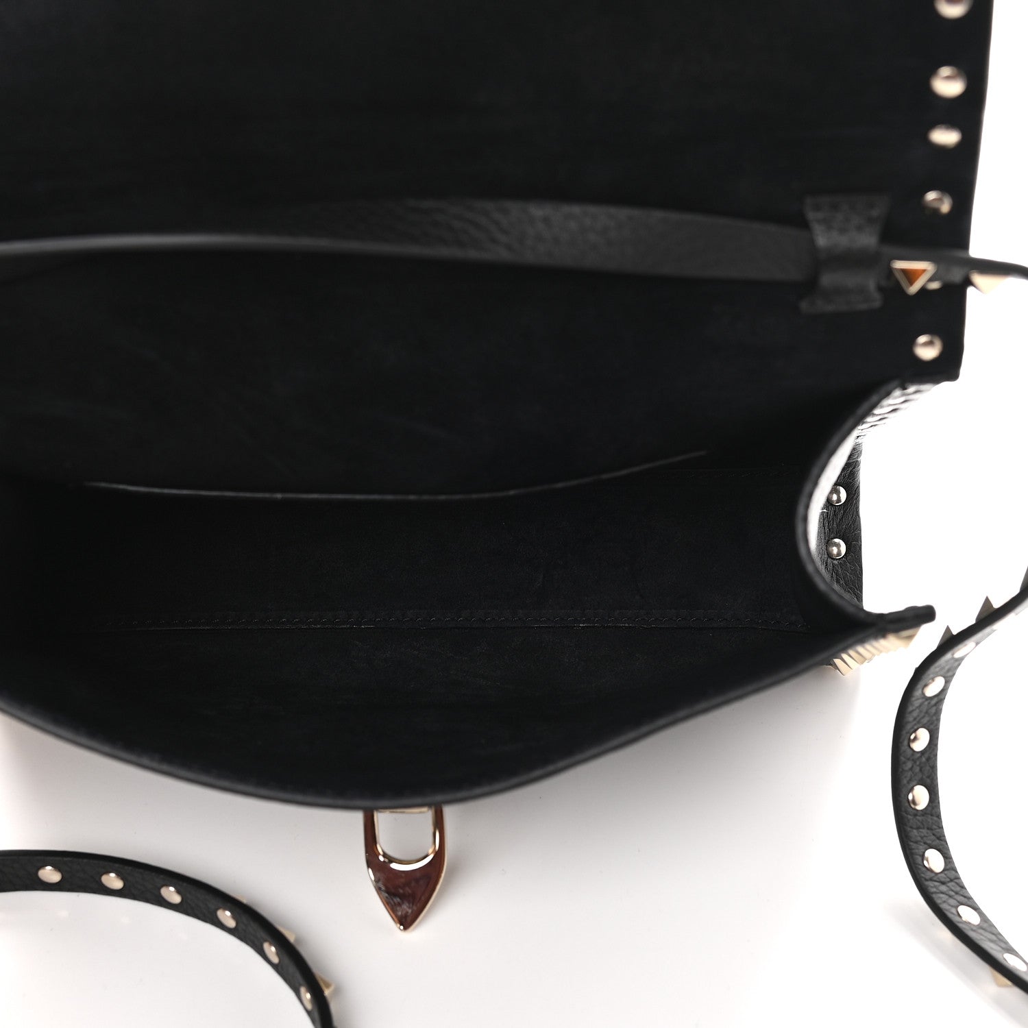 Valentino Garavani Pebbled Calfskin Medium Rockstud Flip Lock Crossbody Bag Black 5 of 8