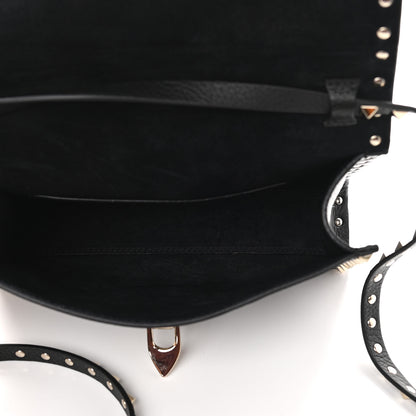 Valentino Garavani Pebbled Calfskin Medium Rockstud Flip Lock Crossbody Bag Black 5 of 8